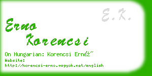 erno korencsi business card